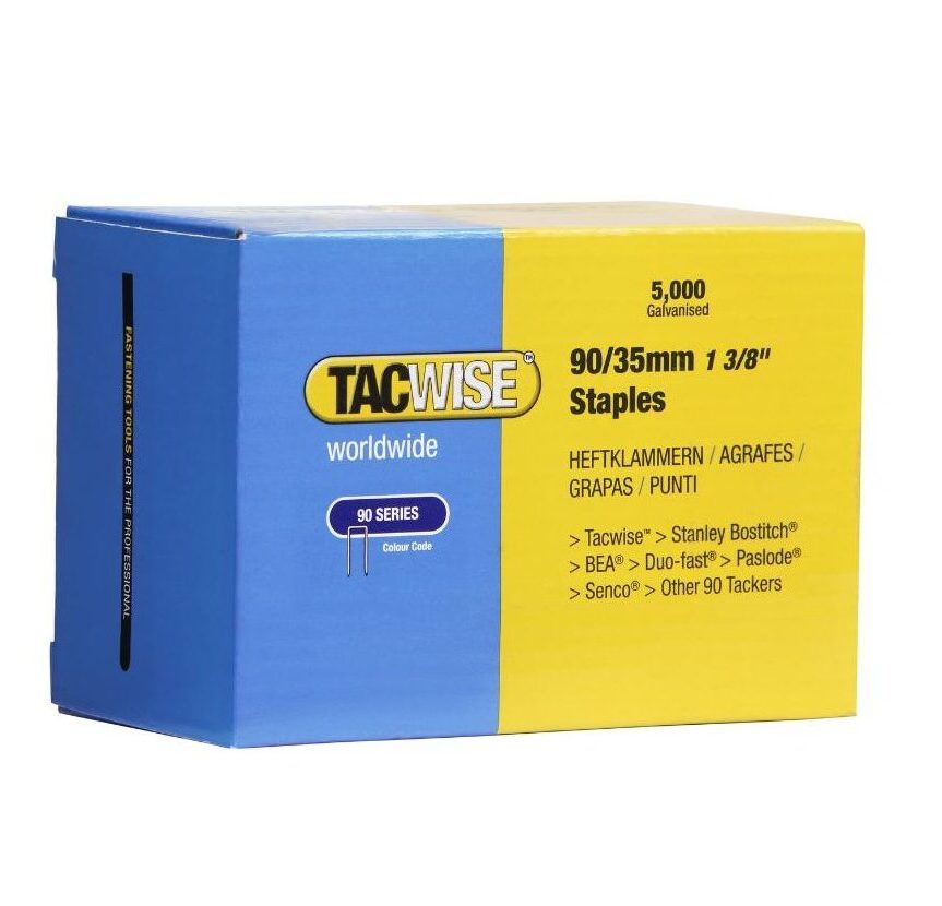 Type 90/35mm Galvanised Narrow Crown Staples, Box of 5000