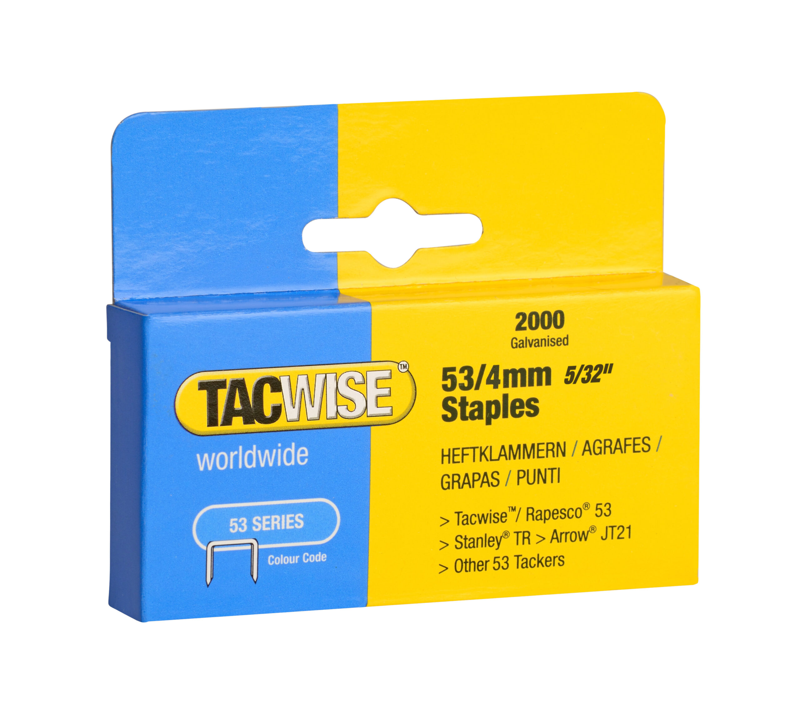Type 53/4mm Heavy Duty Galvanised Staples, Box of 2000