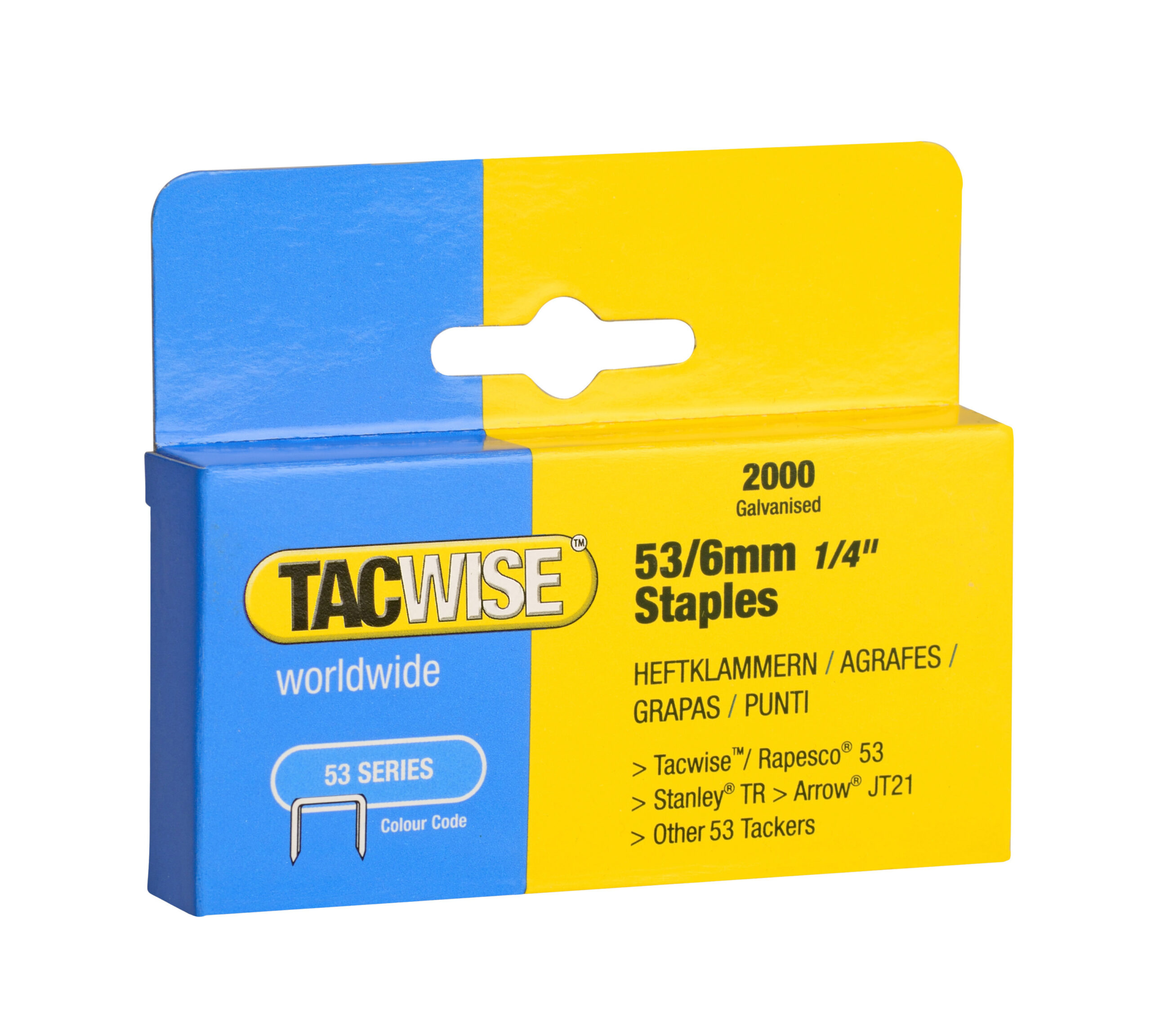 Type 53/6mm Heavy Duty Galvanised Staples, Box of 2000