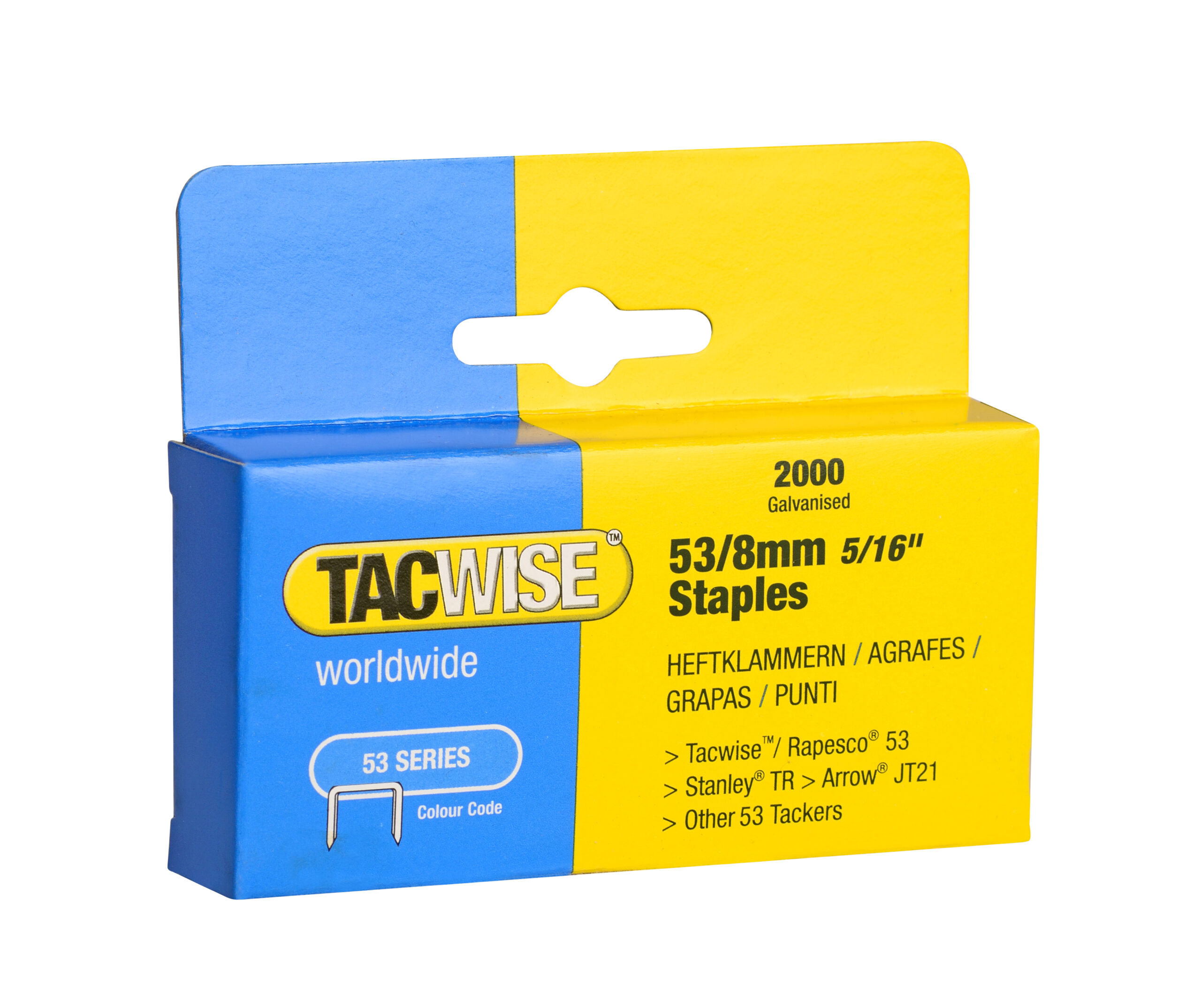 Type 53/8mm Heavy Duty Galvanised Staples, Box of 2000
