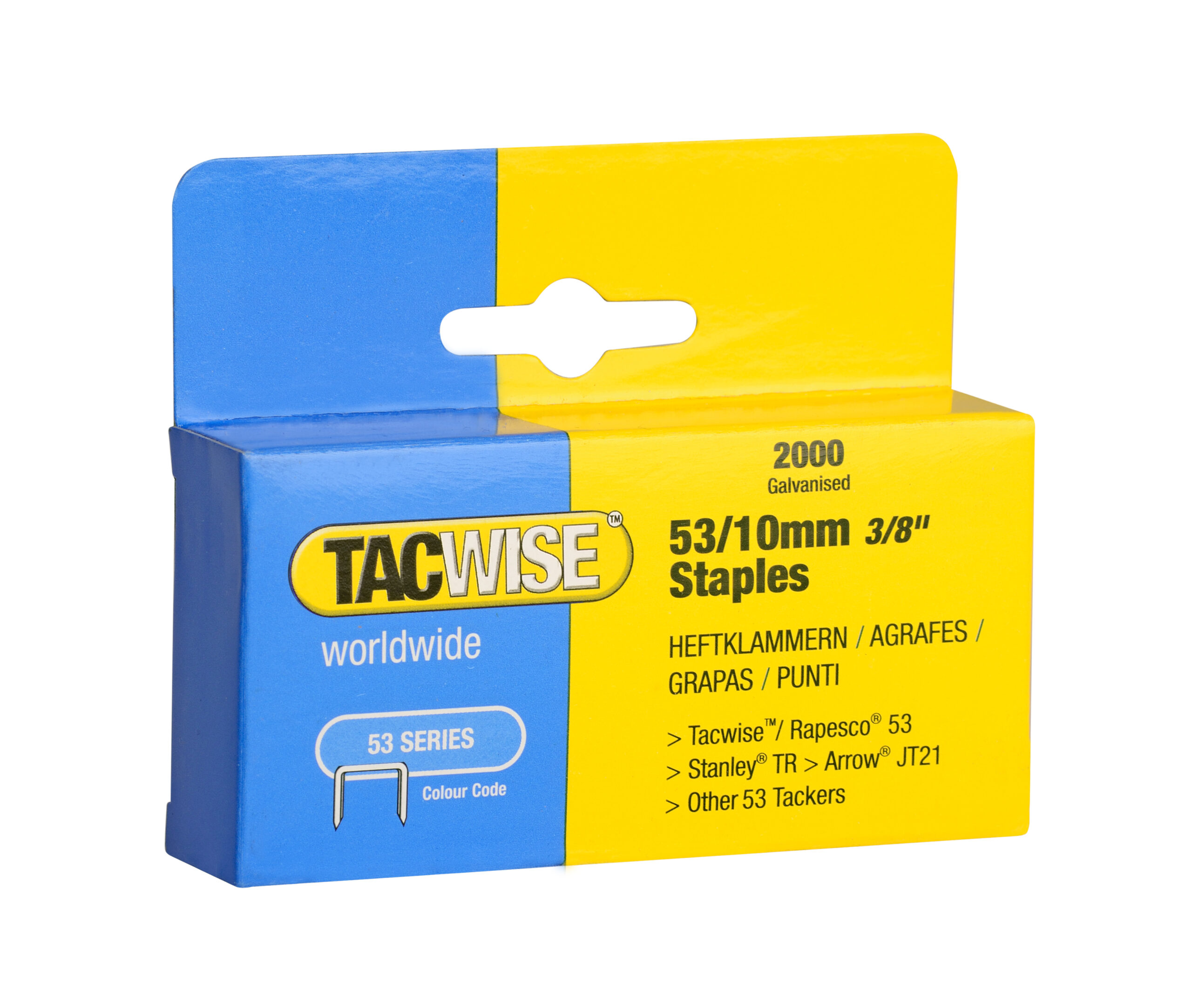 Type 53/10mm Heavy Duty Galvanised Staples, Box of 2000