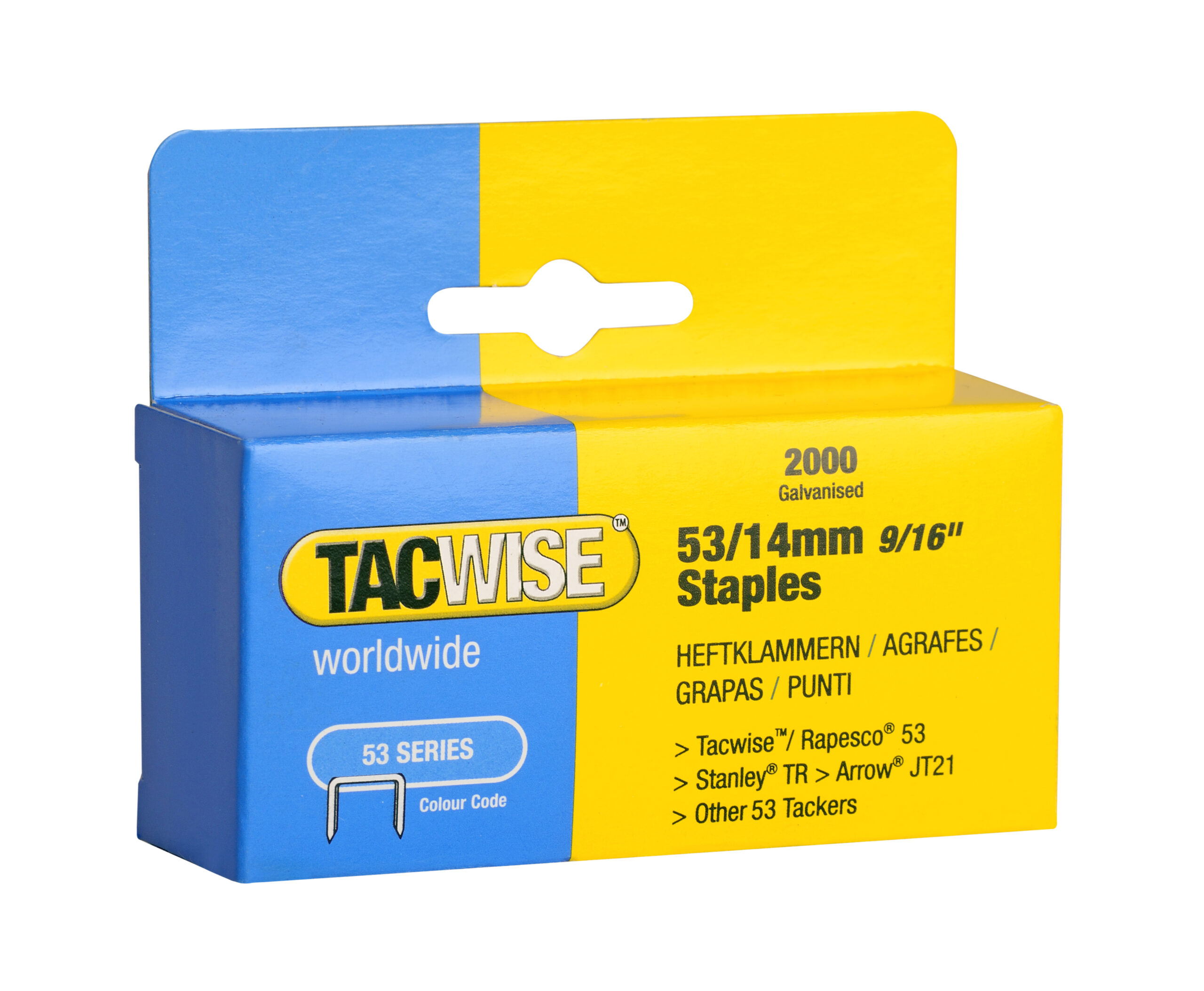Type 53/14mm Galvanised Staples, Box of 2000