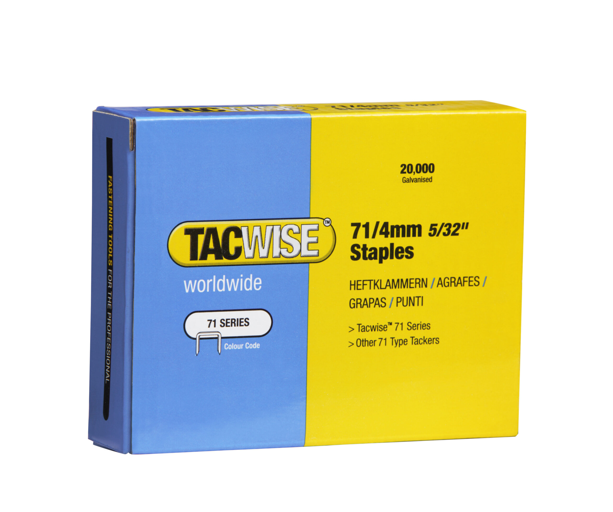 Type 71/4mm Galvanised Staples, Box of 20,000