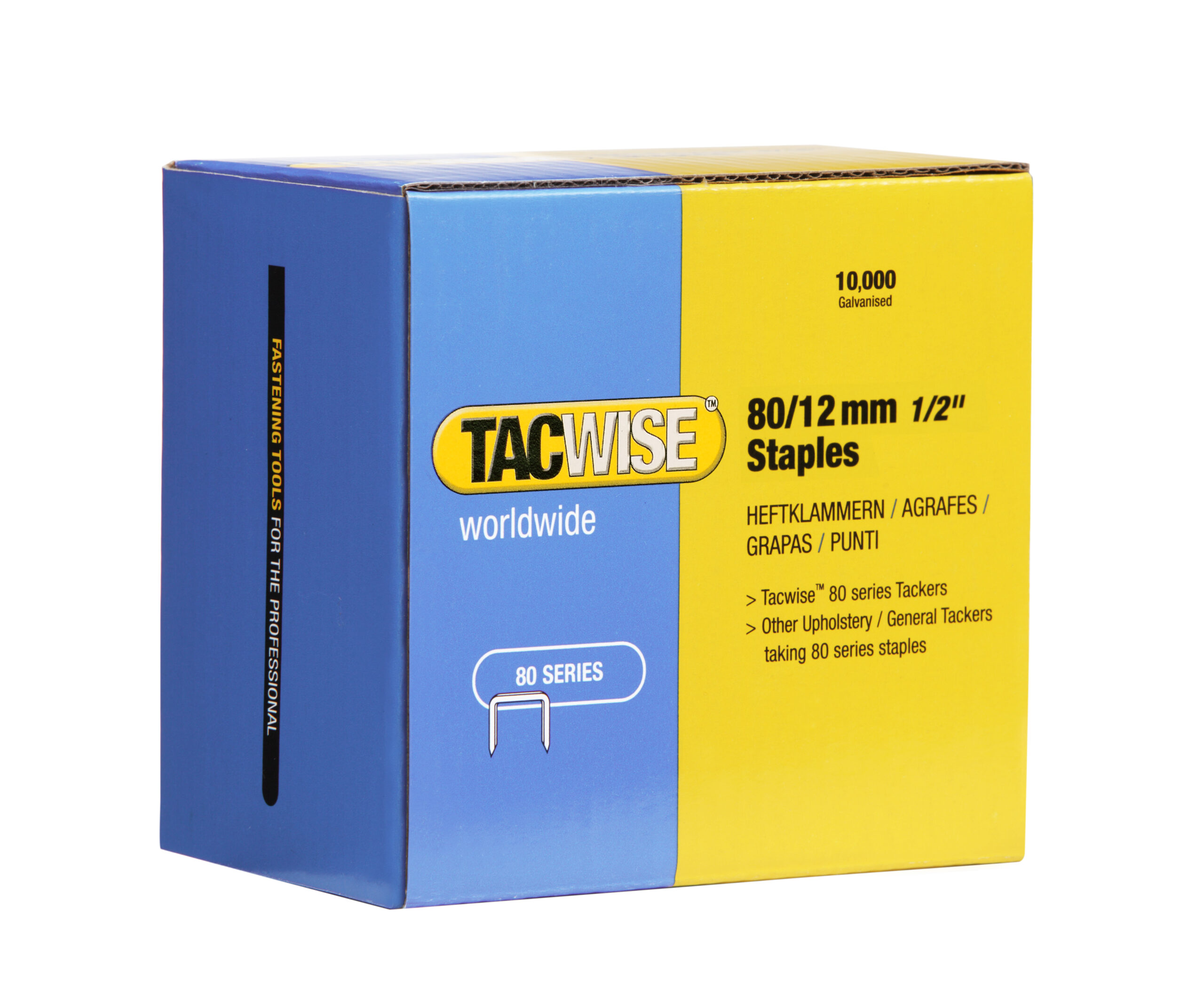 Type 80/12mm Galvanised Staples, Box of 10,000