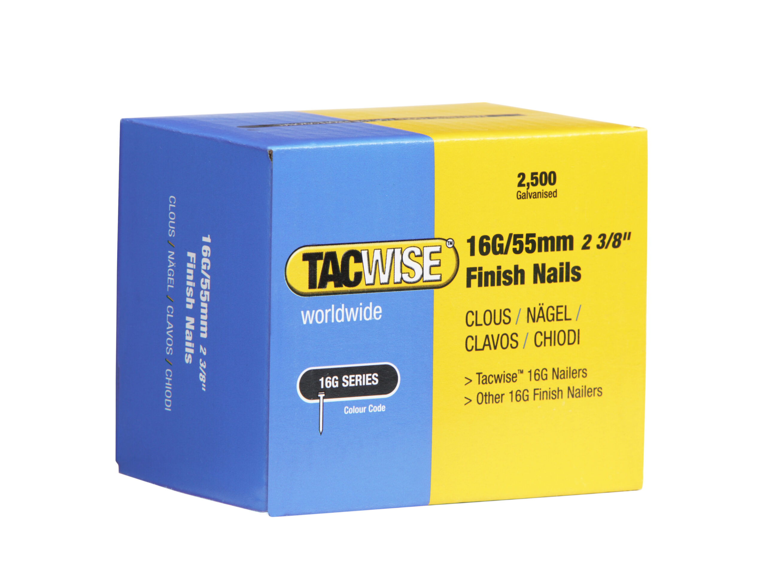 Type 16G/55 mm Galvanised Finish Nails, Pack of 2500