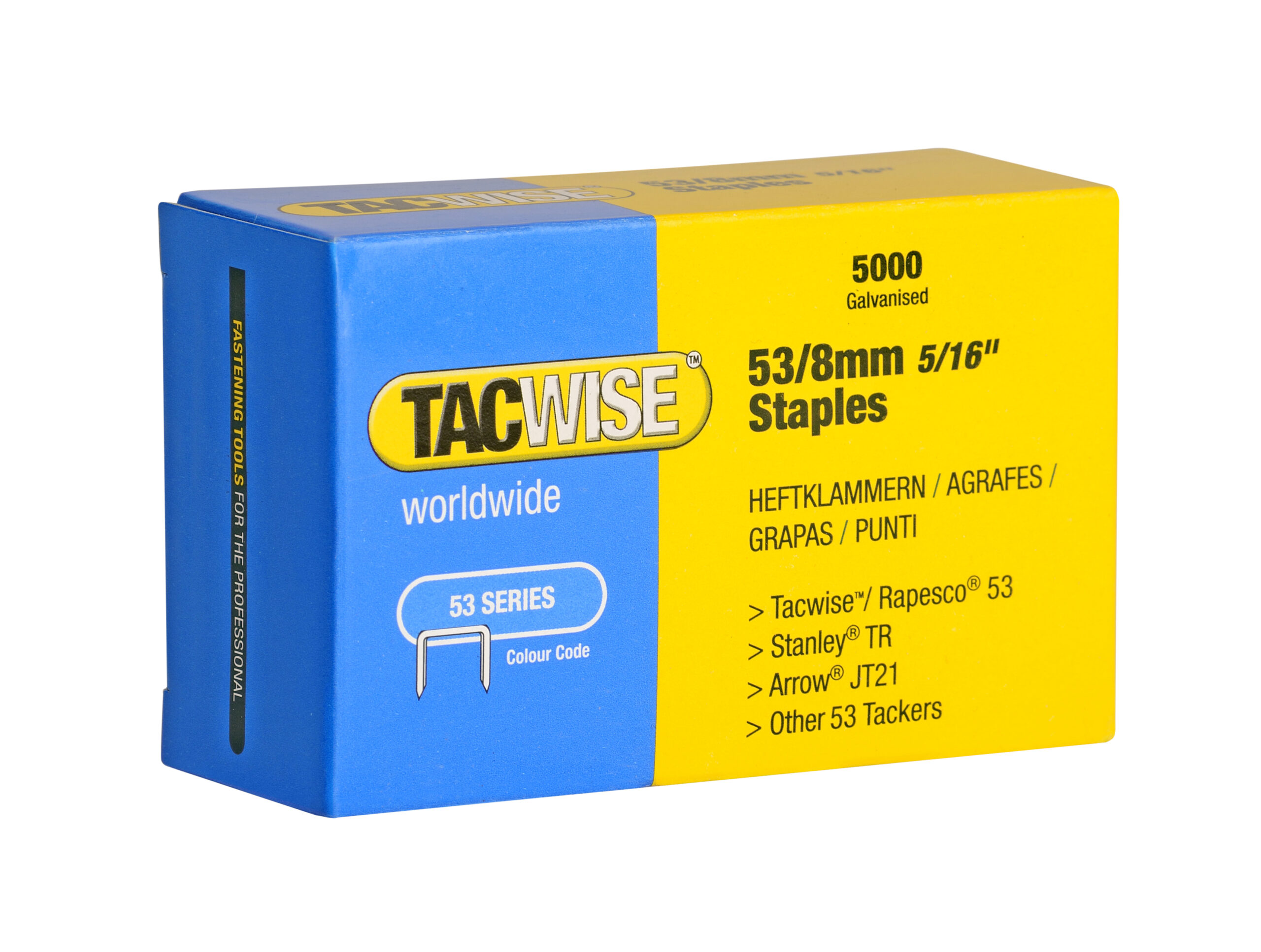 Type 53/8mm Heavy Duty Galvanised Staples, Pack of 5000