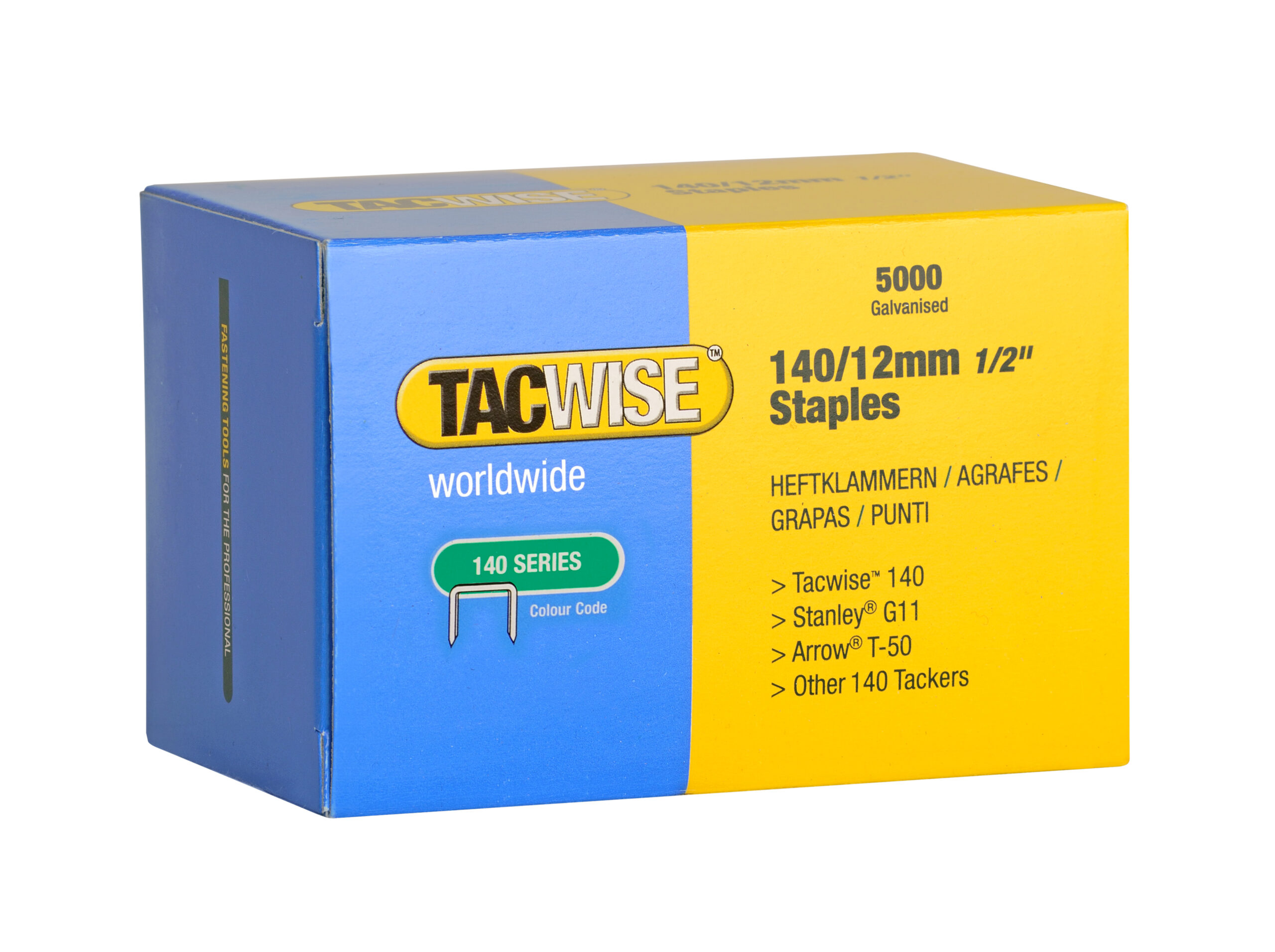 Type 140/12mm Galvanised Staples, Box of 5000