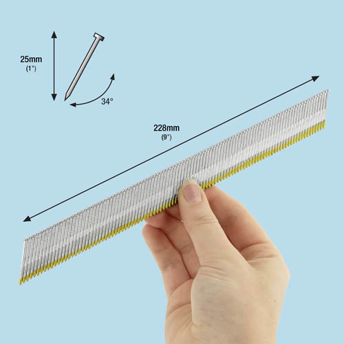 Type 15G/25 mm Galvanised Angled Finish Nails, D Head, Pack of 4000 – Image 4