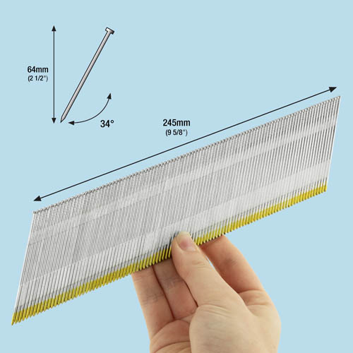 Type 15G/64mm Galvanised Angled Finish Nails, D Head, Pack of 4000 – Image 2