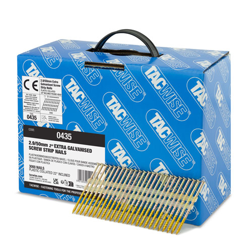 Type 2.9/50mm Extra Galvanised Framing Nails, Round Head, Screw Shank, 22° Inclined, Plastic Collated, Pack of 3000