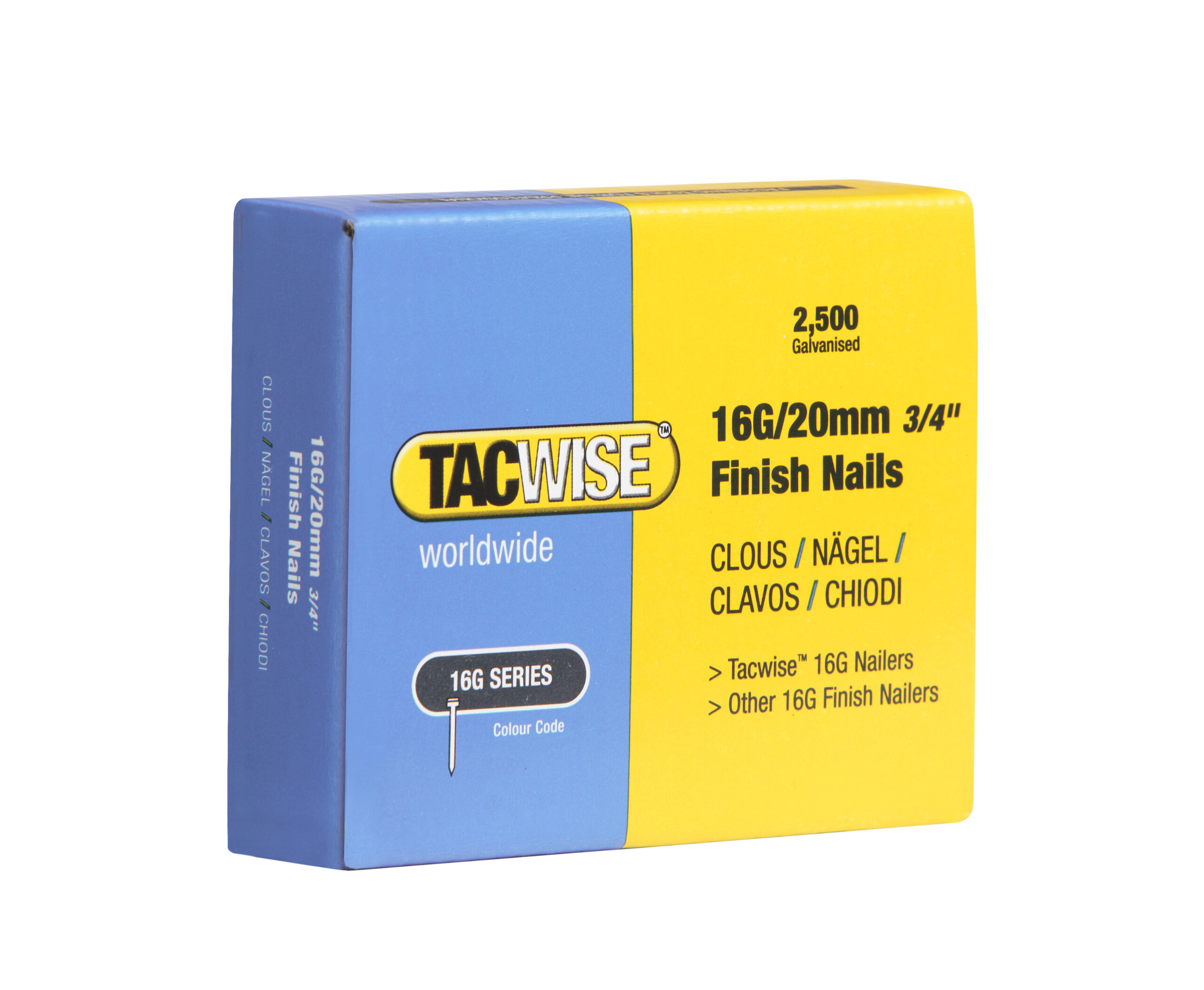 Type 16G/20mm Galvanised Finish Nails, Pack of 2500