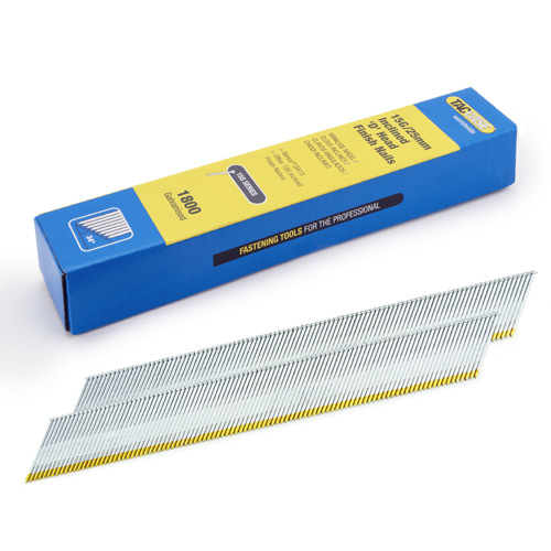 Type 15G/25 mm Galvanised Angled Finish Nails, D Head, Pack of 1800