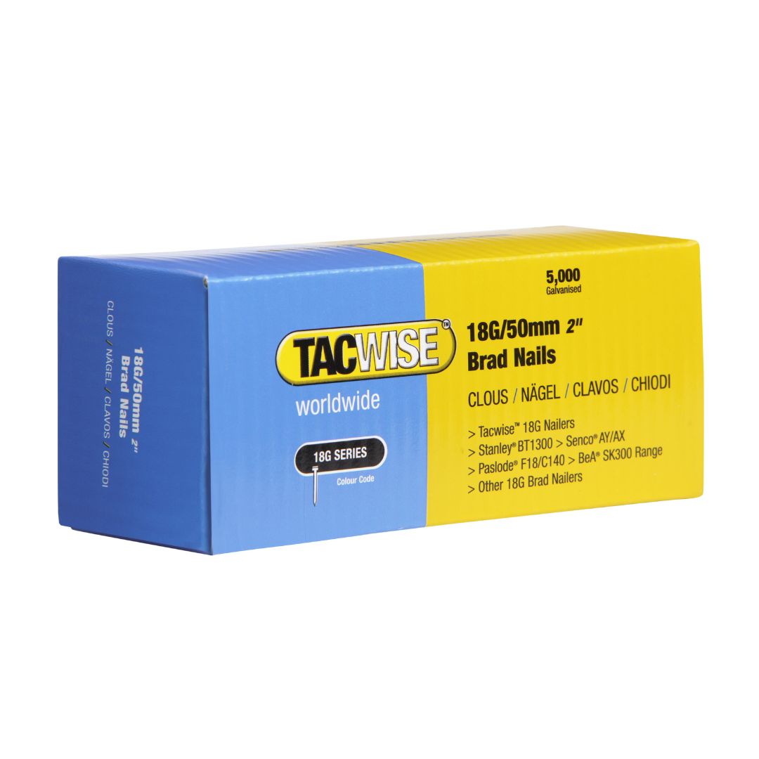 Type 18G/50mm Galvanised Brad Nails, Pack of 5000