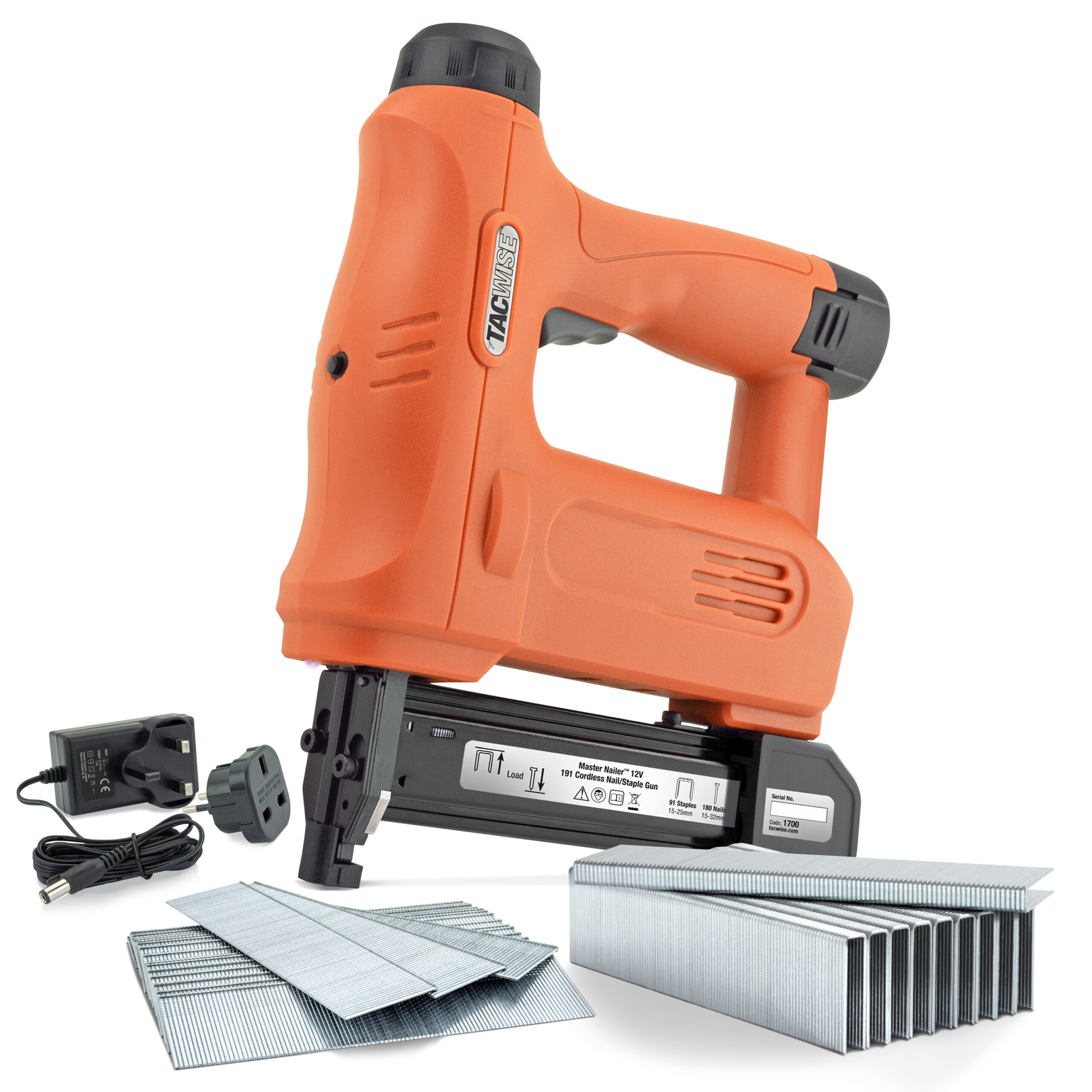Master Nailer 191 Cordless 12V Staple/Nail Gun with 1000 Staples and 2000 Nails
