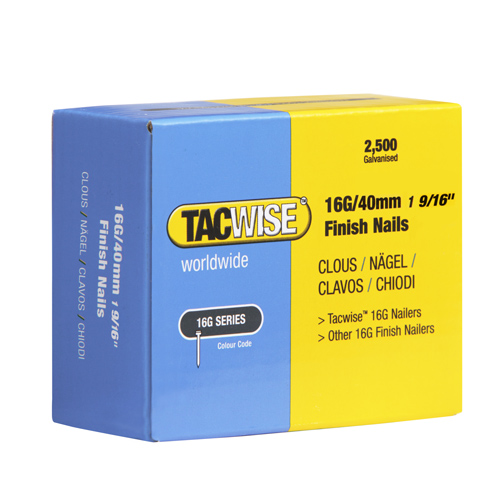 Type 16G/40mm Galvanised Finish Nails, Pack of 2500