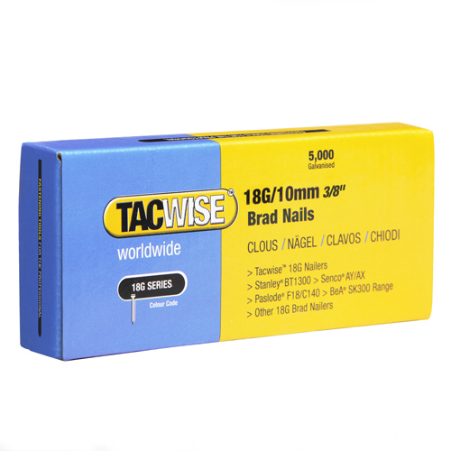 Type 18G/10mm Galvanised Brad Nails, Pack of 5000