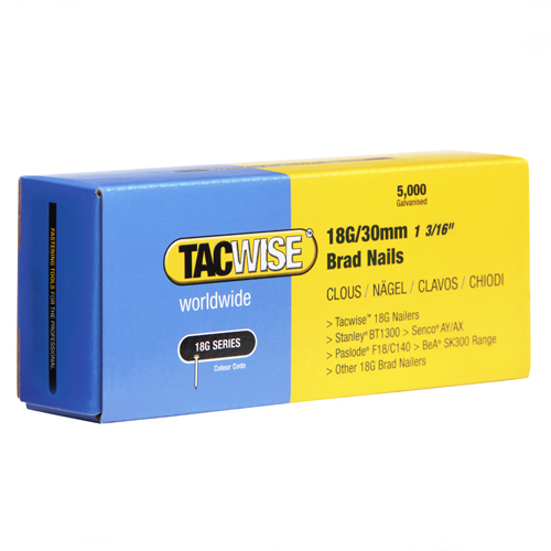 Type 18G/30mm Galvanised Brad Nails, Pack of 5000