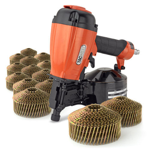55mm Mini Air Coil Nailer with 5400 2.1/38mm Galvanised Ring Coil Nails